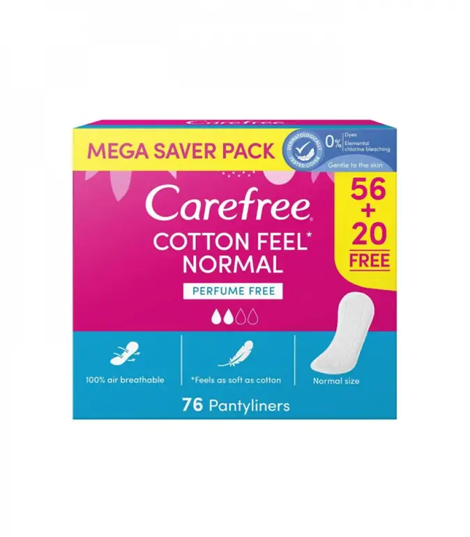 CAREFREE Cotton Feel Sanitary Napkins Economy Pack - 76 Pieces