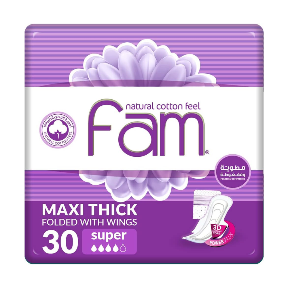 Fam Sanitary Napkins with Wings - Large 30 Pieces