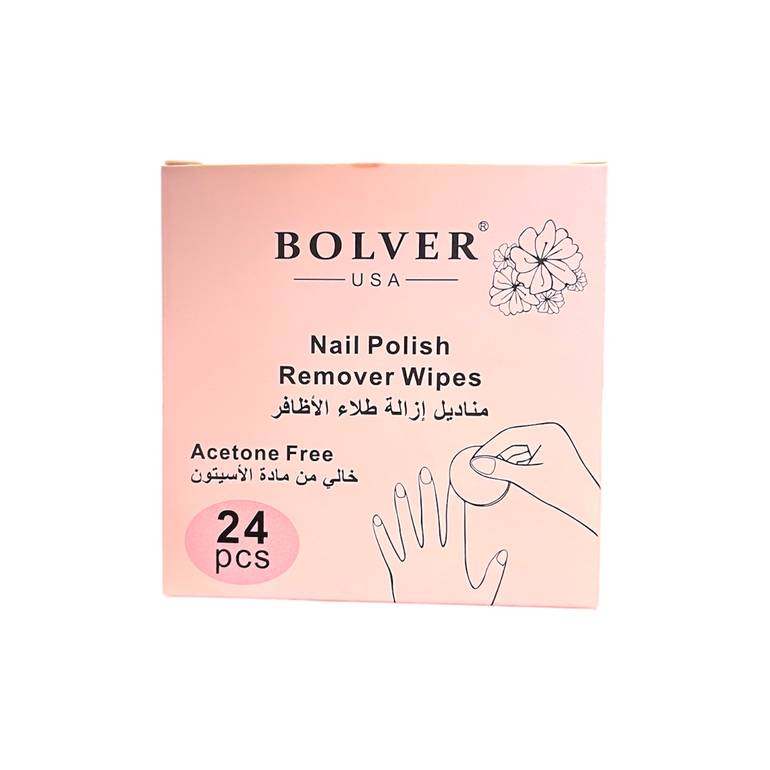BOLVER, Nail Polish Remover Wipes, Acetone Free - 24 wipes