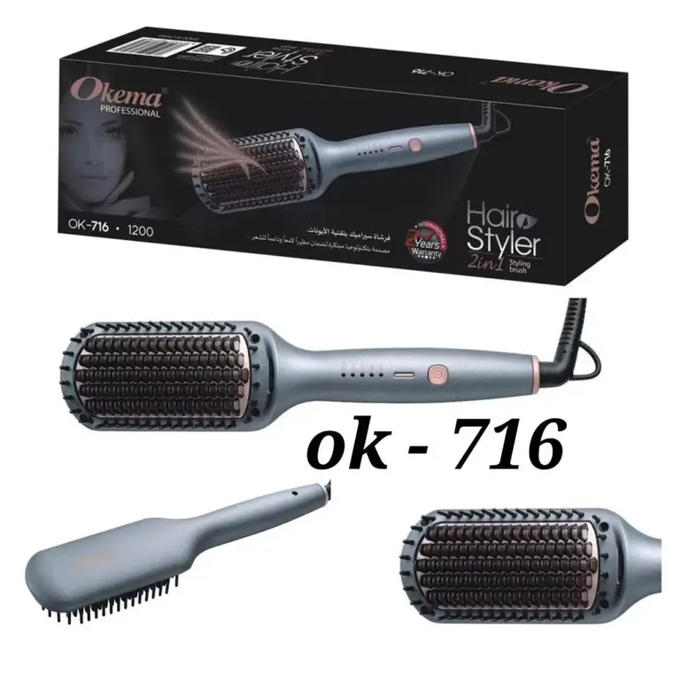 اوكيما, استشوار, فرشة شعر, سيراميك, بتقنية الايونات - OK-716 