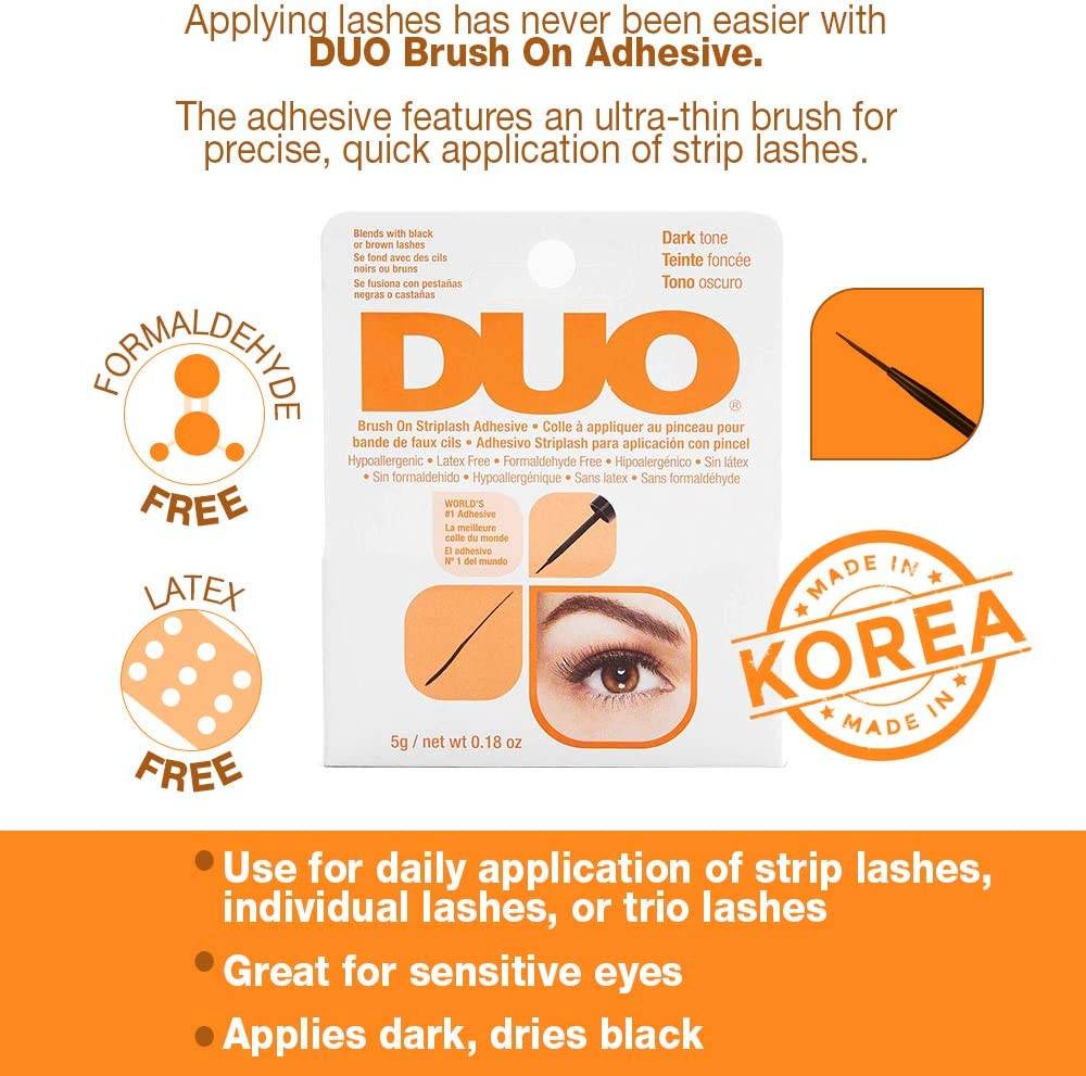 Duo, eyelash adhesive glue, with brush tip, - black