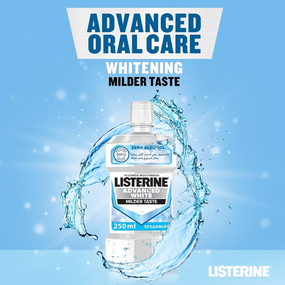 Listerine, Mouthwash, Advanced White, for Whiter Teeth, 500ml