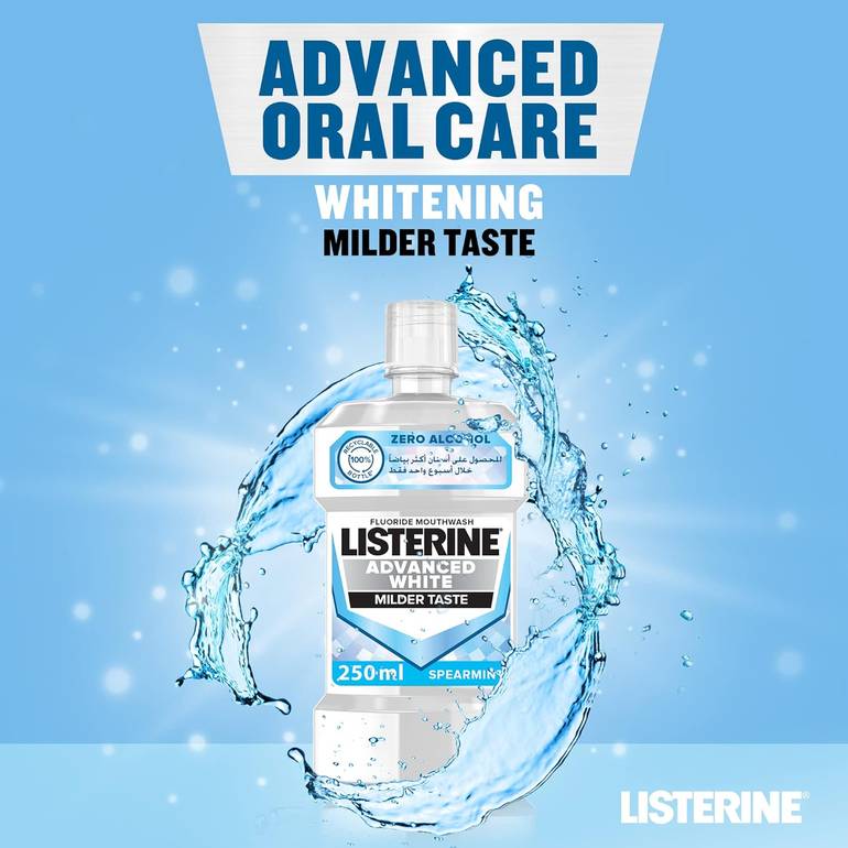Listerine, Mouthwash, Advanced White, for Whiter Teeth, 500ml