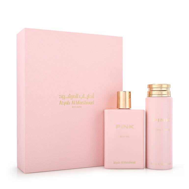 Atiyab Al Marshood, Pink Body Oil + Body Powder Set - 210g