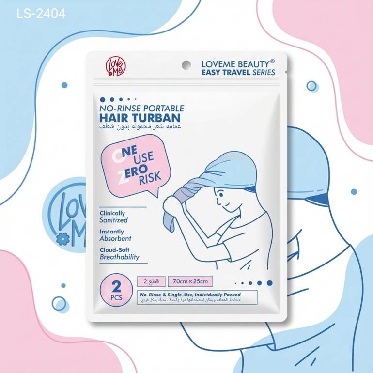 Loveme Beauty, Portable Hair Turban, No Rinse - 2 Pack
