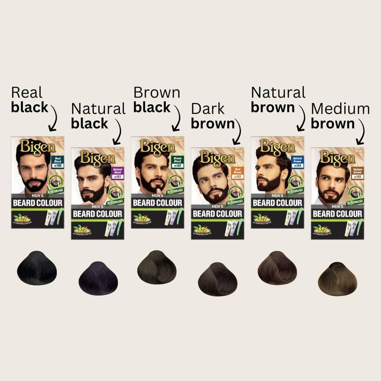 Bigen Beard Hair , for Men, Real Black, -B100