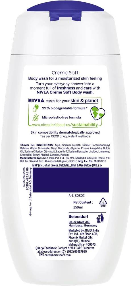 NIVEA, Shower Cream, Soft with Almond Oil, 250ml