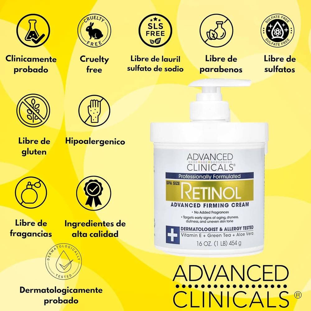 Advanced Clinicals, Skin Firming Cream, with Retinol, - 454g