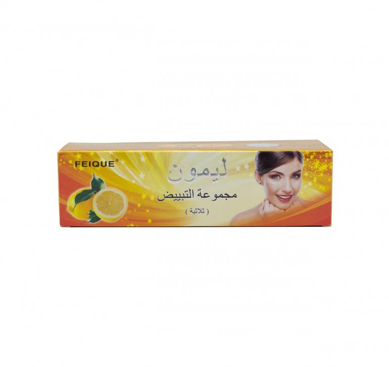 Triple whitening cream set, with lemon, for the face