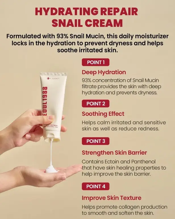 K-Secret, Seoul 1988 Moisturizing Cream, Snail, 100ml