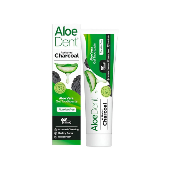 AloeDent, Activated Charcoal Aloe Vera Gel Toothpaste , Fluoride Free-100ml