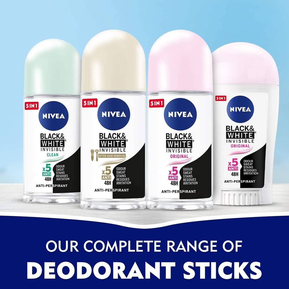 NIVEA Roll-On Deodorant, Black & White, 50ml