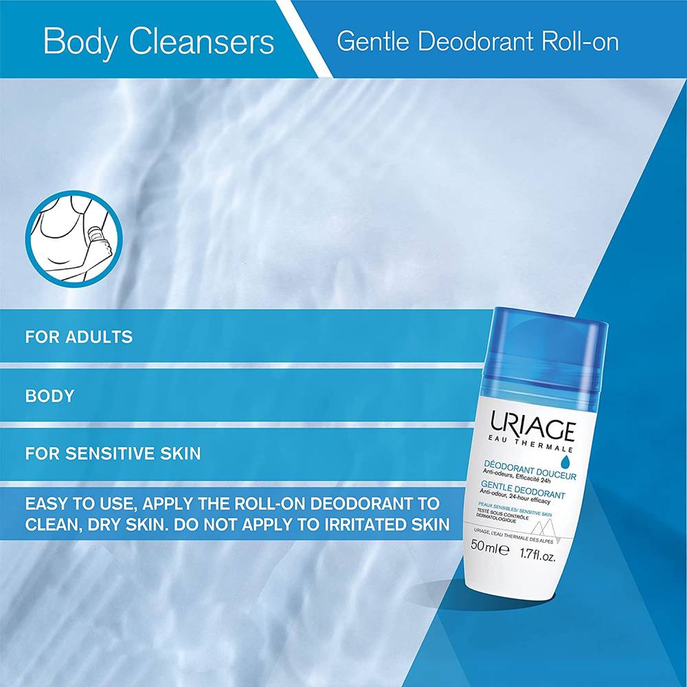 Uriage, Deodorant Roll-On, Gentle Anti-Odor, For Sensitive Skin, 50ml