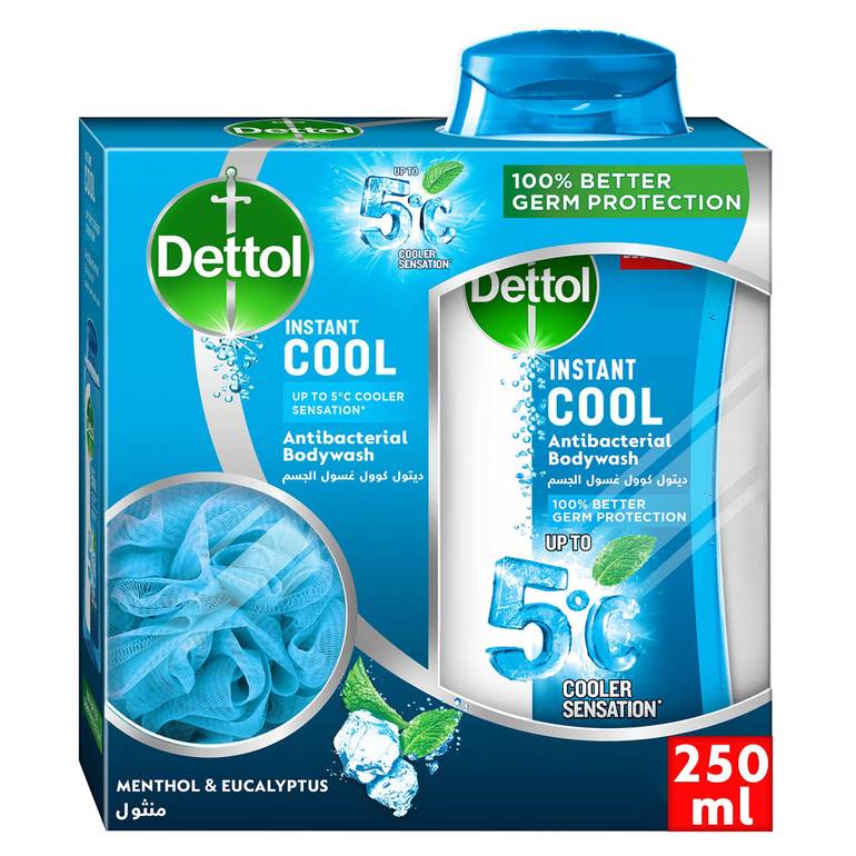 Dettol, Body Wash, Cool Mint, with Loofah, 250 ml