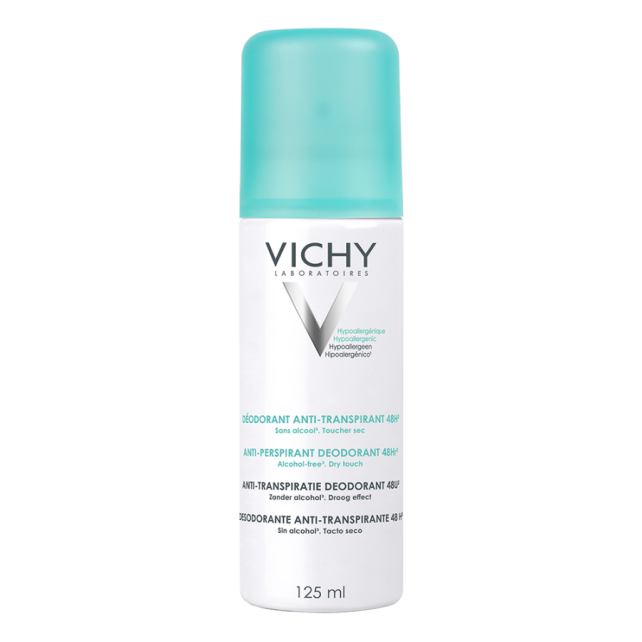 Vichy, antiperspirant deodorant spray, lasts up to 48 hours,
