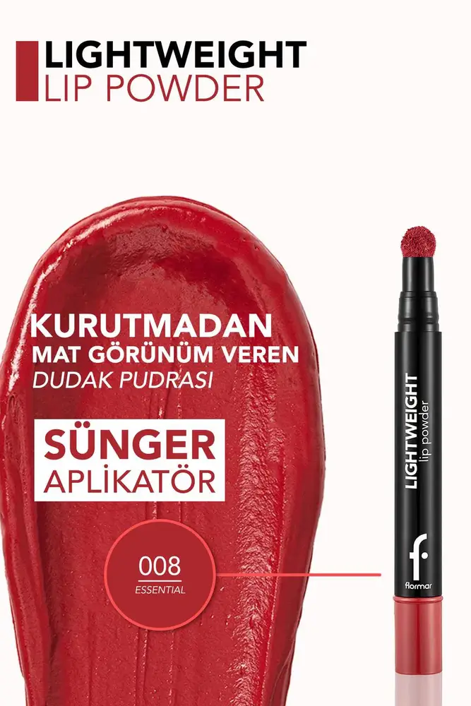 Flormar, Powder Lipstick, Moisturizing Light White, -08 ESSENTIAL