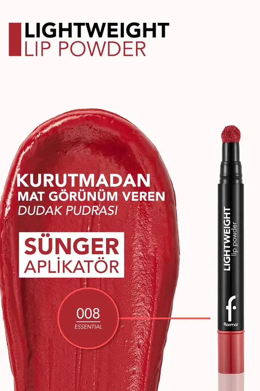 Flormar, Powder Lipstick, Moisturizing Light White, -08 ESSENTIAL