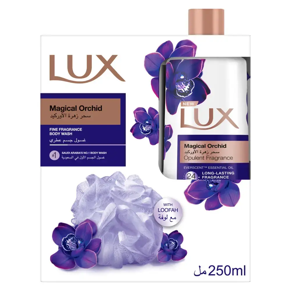Lux, Body Wash, Orchid, with Loofah, 250ml