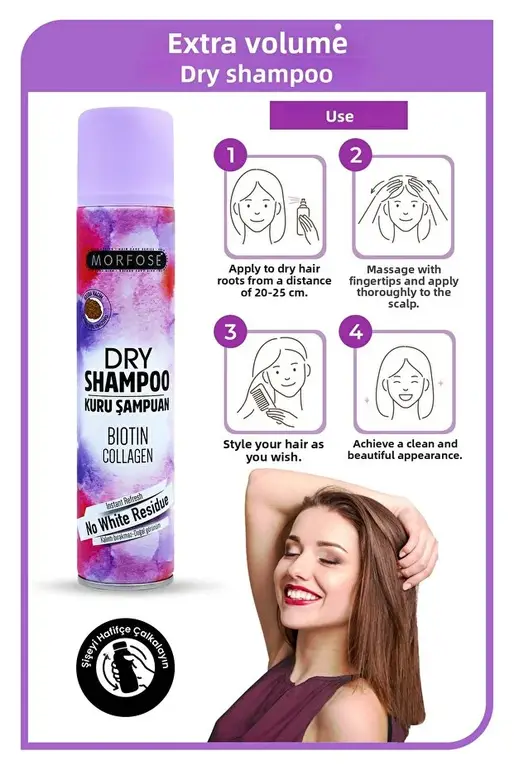 Morfose Biotin & Collagen Dry Shampoo Spray for Light Colored Hair – 200 ml 