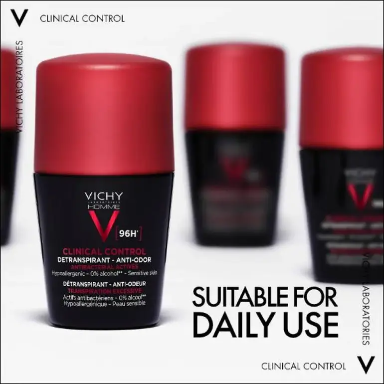 Vichy Homme, Clinical Control Deodorant, 96 Hour Protection, for Men - 50ml