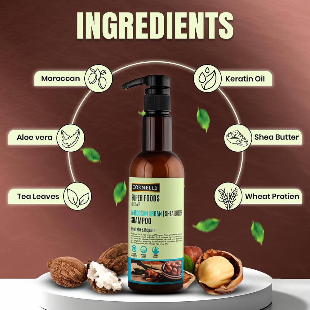 Cornells, Moroccan Shea & Argan Butter Shampoo, Superfood, - 500ml