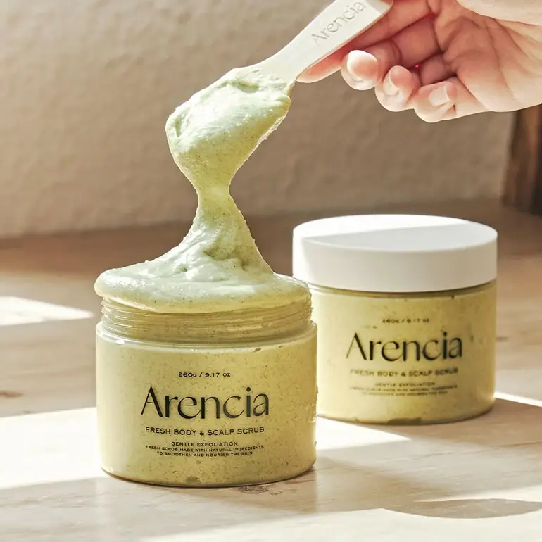 Arencia, Cloud Body & Scalp Scrub, Geranium & Primrose 260g 