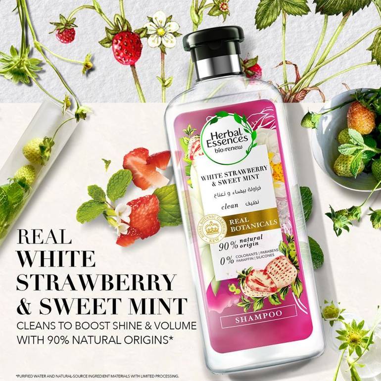 Herbal Essences, White Strawberry & Mint Shampoo, for clean hair