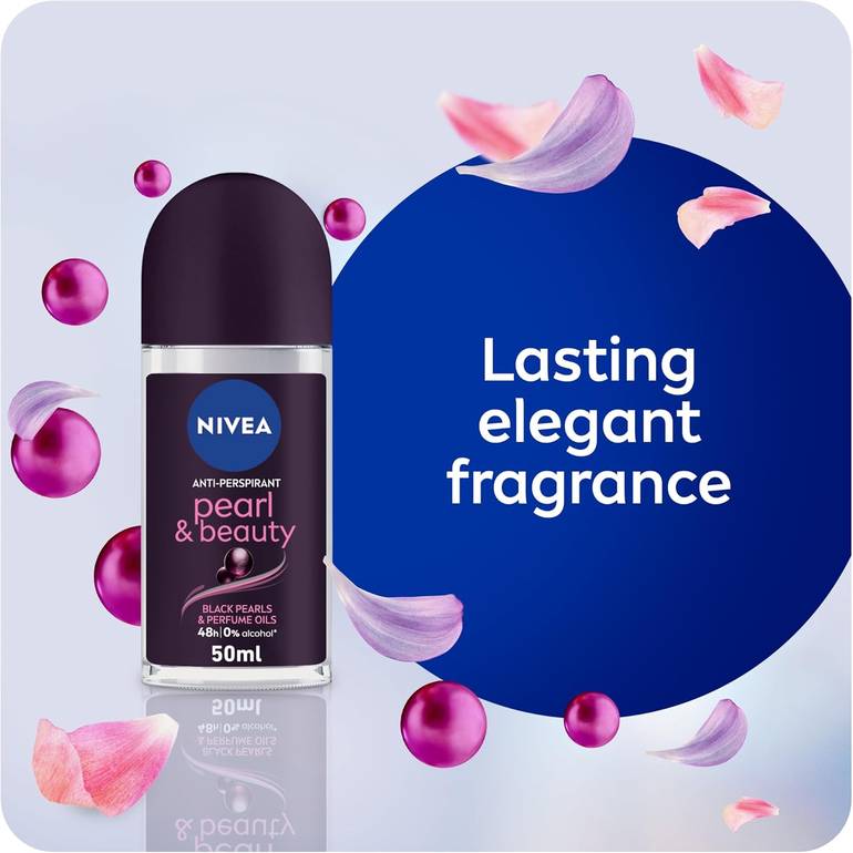 NIVEA, Roll-On Deodorant, Pearl & Beauty, Black Pearl - 50ml