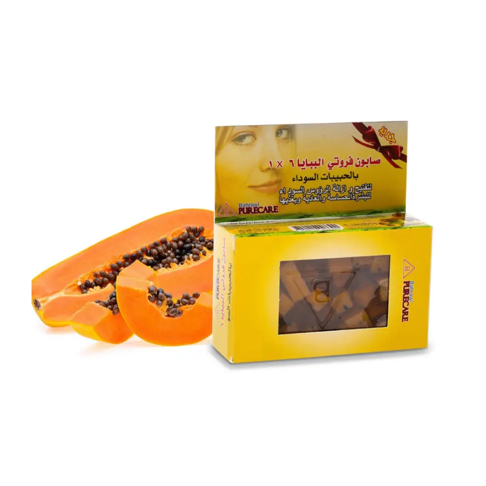 Soap, Fruity, Papaya, 1x6, with black granules,