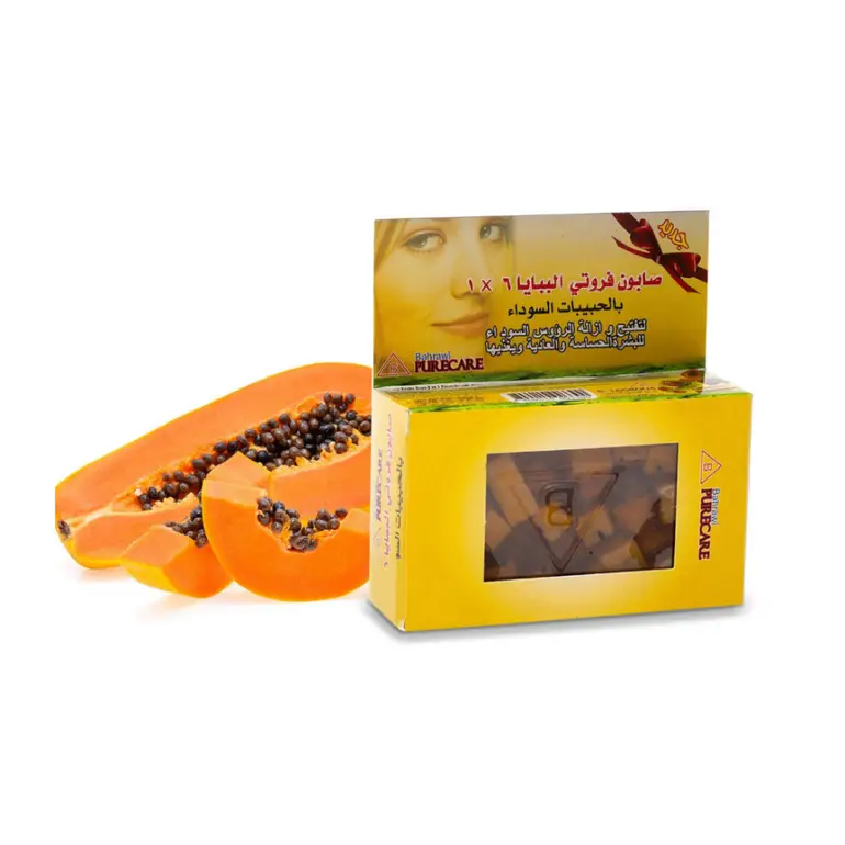 Soap, Fruity, Papaya, 1x6, with black granules,