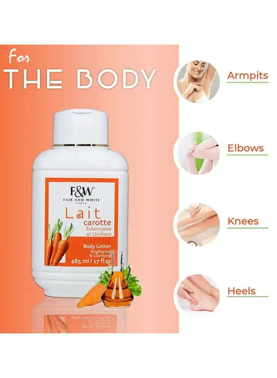Fair & White Moisturizing lotion to lighten and purify the skin and body with carrot extract