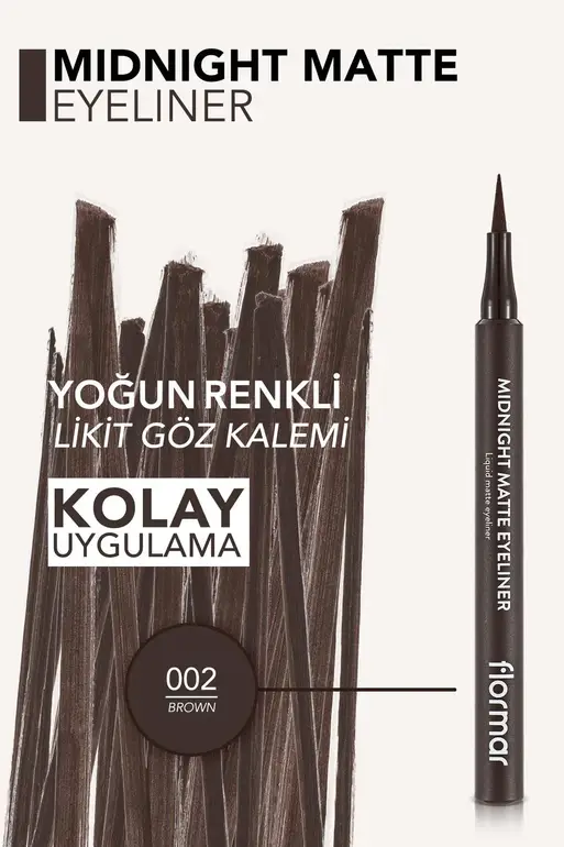 Flormar, Matte Liquid Eyeliner, Midnight, - 02 Brown