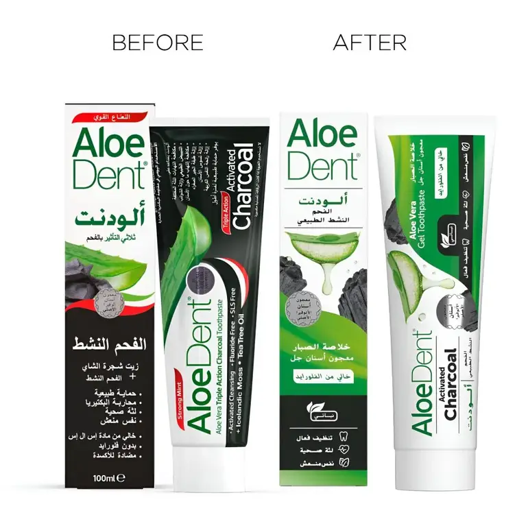 AloeDent, Activated Charcoal Aloe Vera Gel Toothpaste , Fluoride Free-100ml