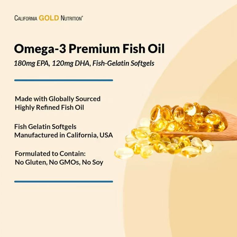 California, Gold ,Premium Fish Oil Omega-3 - 100 Capsules