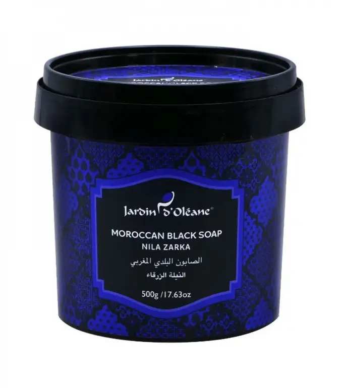 Jardin d'Olean, Moroccan Black Soap, with Blue Indigo, 500g