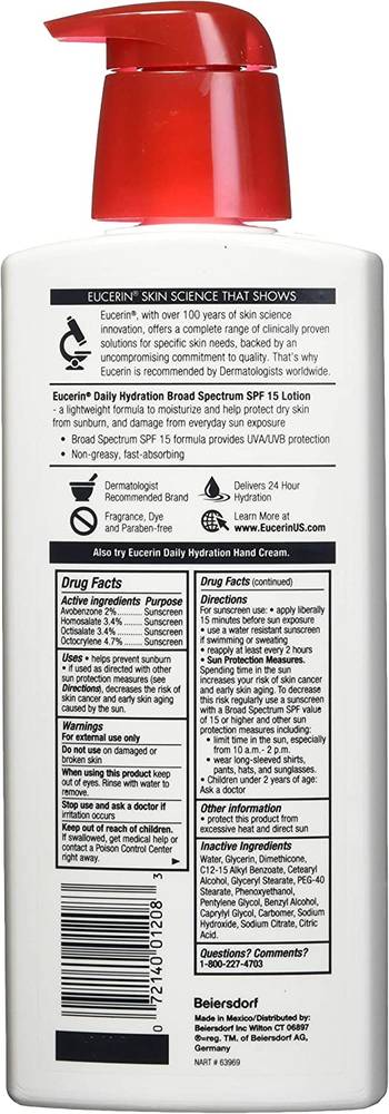 Eucerin, Daily Moisture Lotion, with Sunscreen, - SPF 15