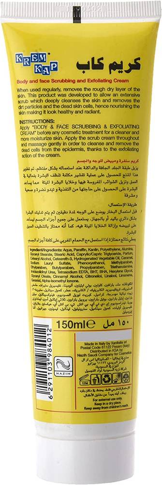 krem kap, scrubbing, and whitening,cream, for face, and body, 150 ml