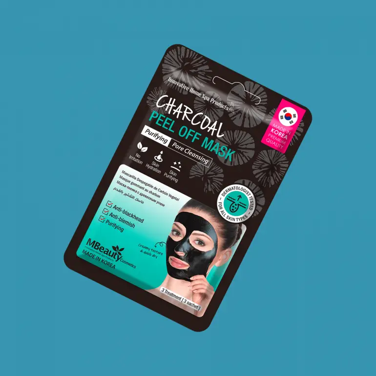 MBeauty, peel-off face mask, with charcoal, Korean charcoal, 3 pieces