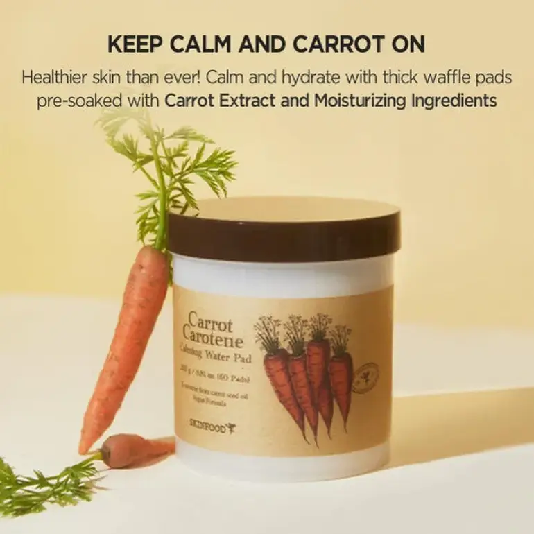 SKINFOOD, Carrot Calming Cotton Pads – 60 Pads