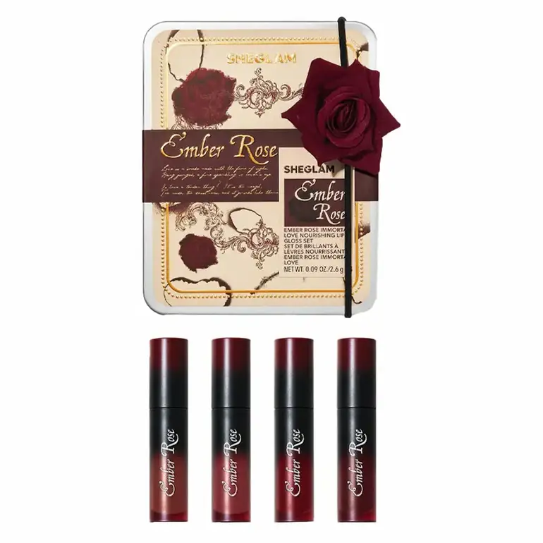 Shiglam, Lip Gloss Set, Amber Rose, 4 Pieces