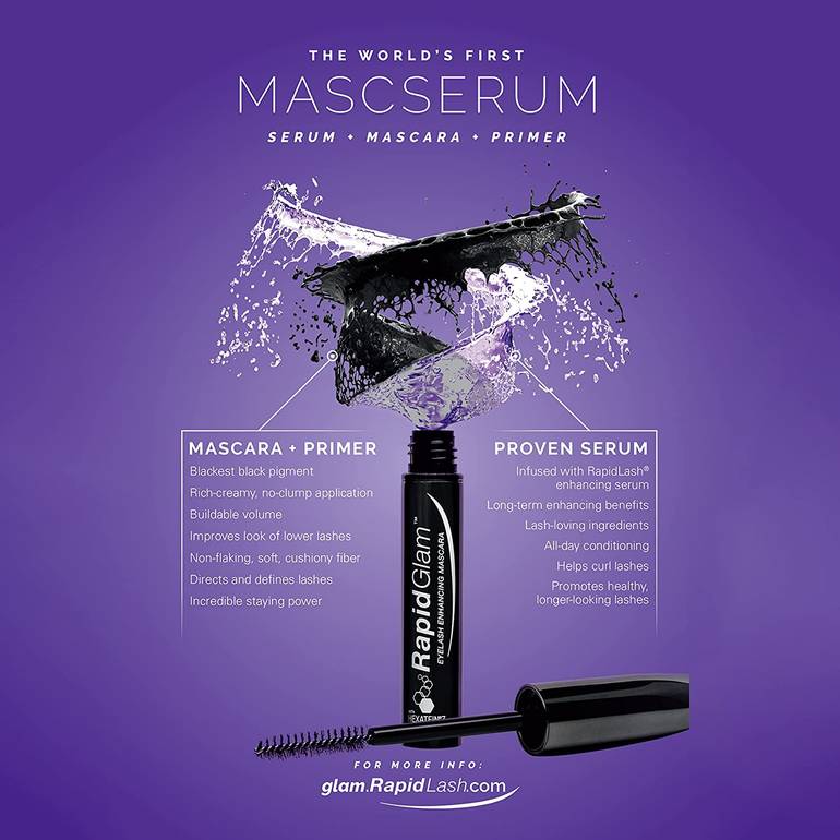 Rapid Glam Lash Mascaram Serum Mascara Lengthening & Volumizing Lash Primer