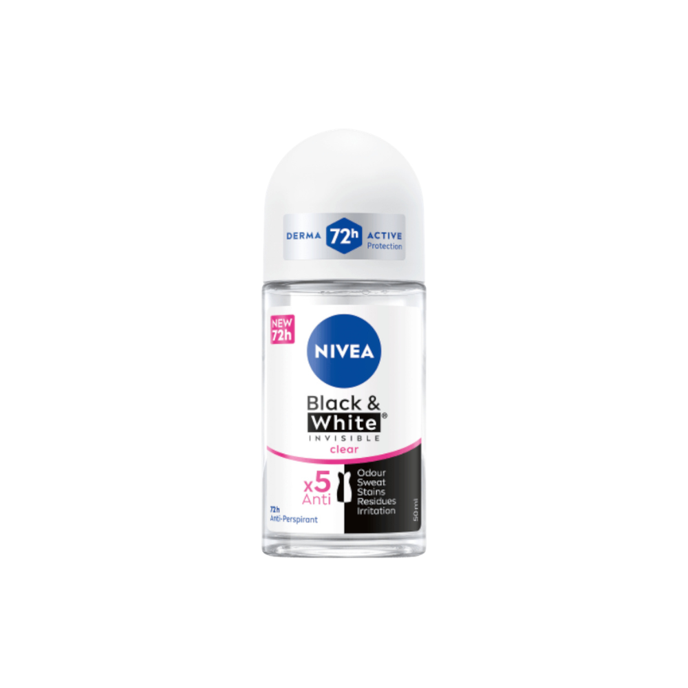 NIVEA Roll-On Deodorant, Black & White, 50ml