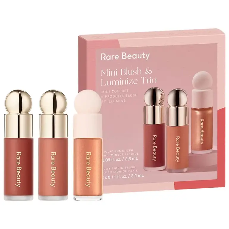 Rare, Beauty, Blush, &, Highlighter, Set, 3 Pieces, Mini,
