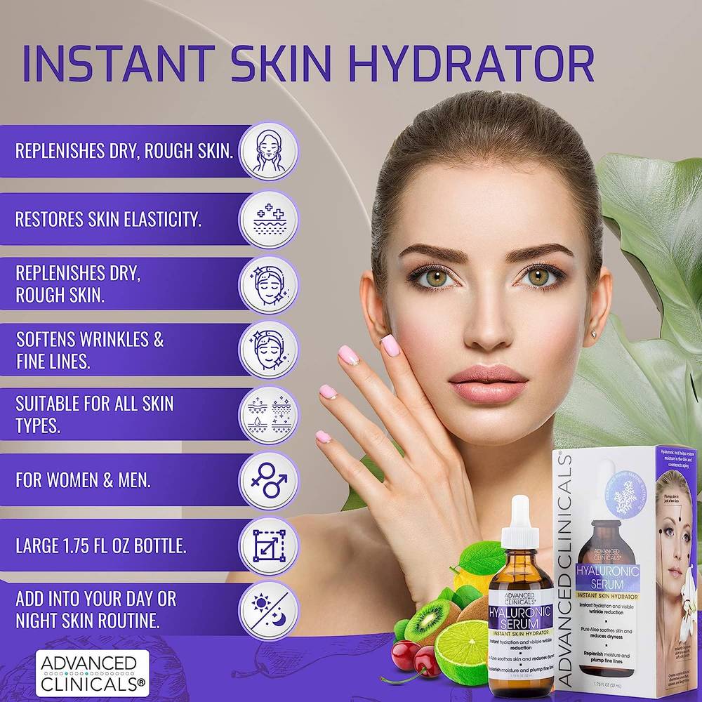 Advanced Clinicals, Hyaluronic Acid Serum, Anti-Aging, 52 ml