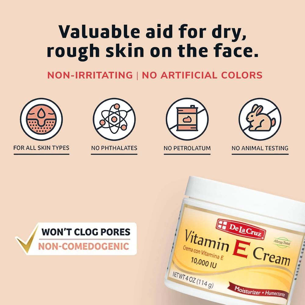De La Cruz, Moisturizing Face Cream, Vitamin E