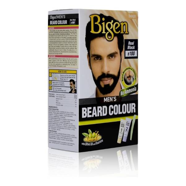 Bigen Beard Hair , for Men, Real Black, -B100