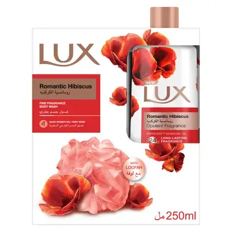 Lux, Body Wash, Hibiscus Romance, with Loofah, 250ml