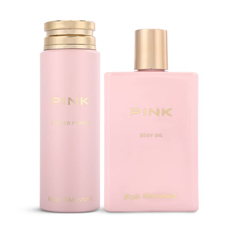 Atiyab Al Marshood, Pink Body Oil + Body Powder Set - 210g