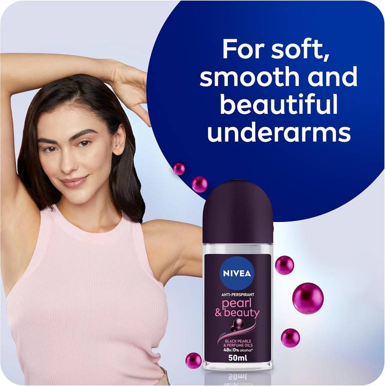 NIVEA, Roll-On Deodorant, Pearl & Beauty, Black Pearl - 50ml