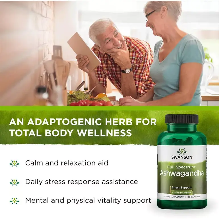 Swanson, Dietary Supplement, Full Spectrum, Ashwagandha 450 mg, - 100 Capsules